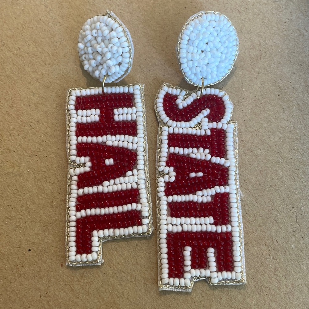 MSU HAIL STATE Beaded Earrings Mississippi State Game Days